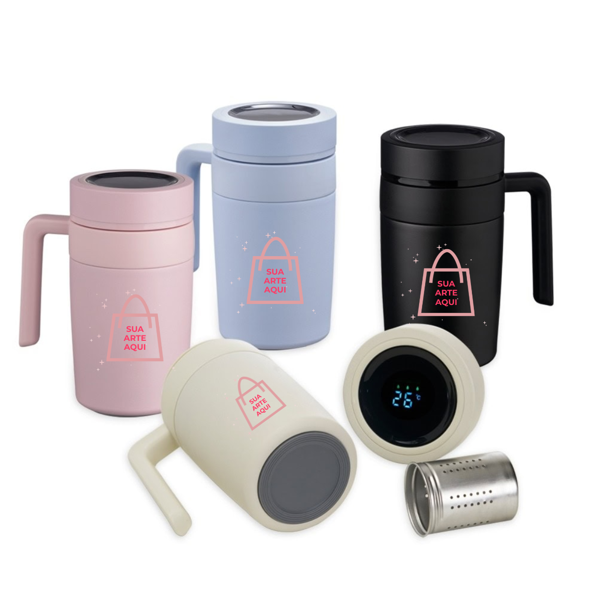 CANECA TÉRMICA COM INFUSOR E DISPLAY LED